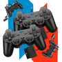 Kit 2 Controles Para Ps2 Com Fio Analógico Joystick Manete - Crowley Preto