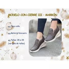 Zapatillas Taco Cuña Con Cierre - Z20