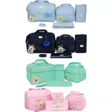 Bolsa 4 Pçs Saída Maternidade- Rosa Marrom/bege/verde 