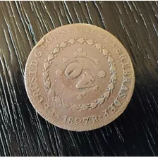 Moeda Brasil - 80 Réis Cobre 1827 R Com Carimbo De 40