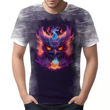 Camiseta Camisa Estampada Coruja Fogo Ilustração Moda 3