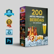 Bebidas, 200 Artes Prontas, Psd 100% Editáveis