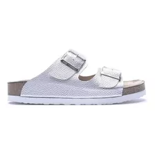  Sandalia Birkenstock Hush Puppies Classic Plateado 6 Us Para Adulto - Mujer