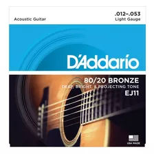 Daddario Ej-11 Juego Cuerdas Guitarra Acustica Bronze 12-53