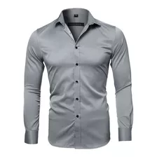 Polera Para Hombre Sólido Informal De Corte Ajustado Seda