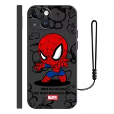 Funda De Silicona Para iPhone Diseño De Spiderman + Correas