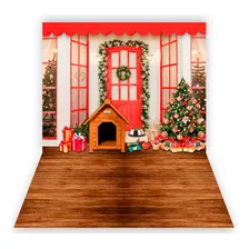 Fundo Fotográfico - Natal Casinha Pet - 2,10 X 1,50