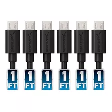 Cable Sabrent Usb A Micro Usb, 6 Cables/negro/1 Pie