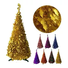 Árbol De Navidad Espiral Plegable 180cm Metalizado Navideño Color Dorado