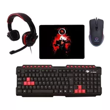Combo Gamer Completo - Teclado + Fone+ Mouse Led + Mouse Pad