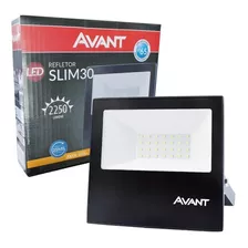 Refletor Led Preto 30w Bivolt 3000k Luz Amarela 2250lm Avant