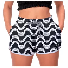 Short Feminino Linhas Petros Moda Praia Surf Academia Estilo