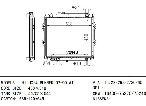 Radiador Toyota 4 Runner - Hilux Hi-rider Foto 2