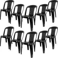 Kit 10 Cadeiras Plástica Resistente Lazer Bistrô P/até 154kg