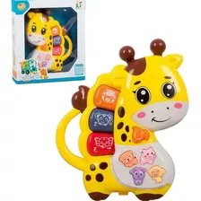 Girafa Teclado Musical Para Bebes Brinquedo Sons Divertidos Cor Amarelo