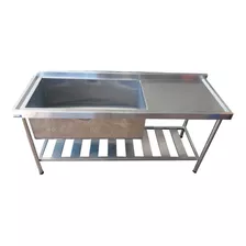 Pia Industrial Em Aço Inox 1,30mtsx0,70x0,90cm