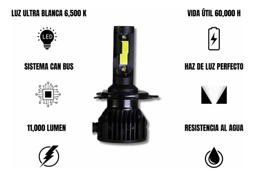 Focos Led H4 Chevrolet Chevy C1 1994-2003 Baja Y Alta 11000l Foto 2