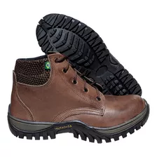 Bota Sapato Trabalho Cadarço Amarrar Casual Conforto Couro