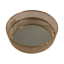 Bandeja Metalica Espejada 20x30x5.3 Cm. Dorado 20x34x9 Cm