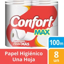 Confort Max Papel Higiénico Una Hoja 8 Unidades De 100m