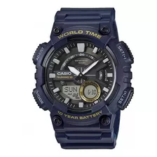 Reloj Casio World Time Aeq110w-2av 100% Original Y Nuevo.