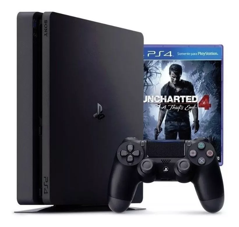 Console Ps4 Playstation 4 500gb Slim + Uncharted 4 Com Nf-e