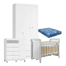 Quarto De Bebê 3 Portas Ternura Baby Com Berço Mirelle