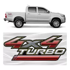 Adesivo 4x4 Turbo Hilux 2013 2014 2015 Cor Vermelho E Preto