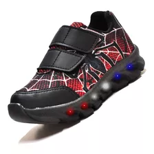 Tenis Infantil Masculino Led Homem Aranha Luzinha