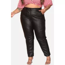 Calça Couro Plus Size Courino Feminina Elegante