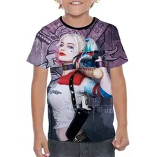 Camiseta Camisa Infantil 501 Arlequina Coringa Malvada