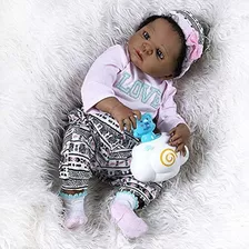 22inch55cm Reborn Baby Dolls Afroamericano Cuerpo Completo V