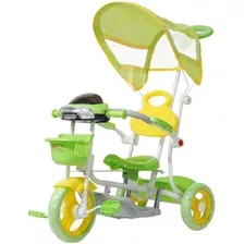 Triciclo Infantil Com Empurrador Pedal E Capo Verde