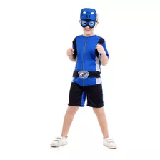 Fantasia Power Rangers Azul Curto Infantil - Beast Morphers