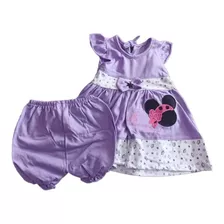 Conjunto Algodón Vestido Y Bombacha Ratoncita / 0-3 Meses 