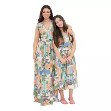 Vestido Mãe E Filha Longo Conjunto Kit Feminino