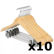 Pack De 10 Perchas Gancho De Madera Lustrada Y Barnizada 1