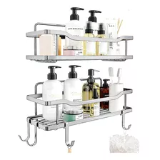 Organizador De Ducha Set X2 Repisa Baño Adhesivo Inoxidable Color Silver