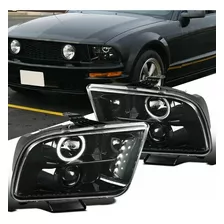 Ford Mustang 2005 - 2009 Juego Faros Con Ojo De Angel Negros