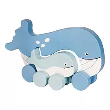 Jack Rabbit Creations Wooden Push Mommy Y Baby Whale Toy