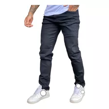Calça Jeans Masculina Preta Slim Com Alestano Original Lycra