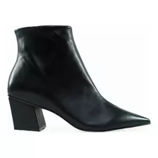 Bota Feminina Preta Couro Carrano Salto Baixo Bloco 5,7cm