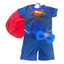 Fantasia Infantil Superman Heroi Capa Mascara