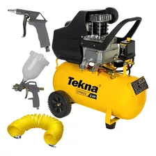 Compressor De Ar Mini Elétrico Portátil Tekna Cp8022 Kit 20l 2hp 127v Amarelo