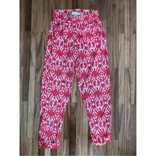 Calça Infantil Em Viscose Coral E Branca