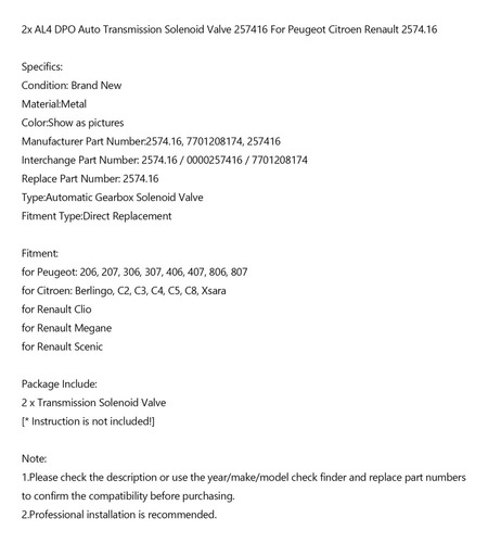 Vlvula Solenoide Transmisin For Peugeot Citroen Renault Foto 9