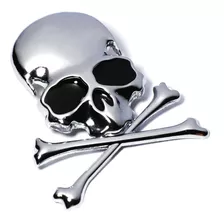 Adesivo Emblema Skull Para Carros Motos Harley 3d Cromado