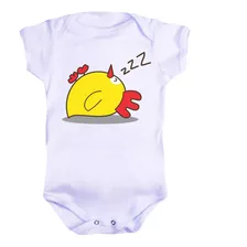 Body Branco Bebê Infantil Pintinho Amarlinho Dormindo