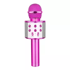 Microfono Bluetooth Con Parlante Incorporado Rosa Color Fucsia