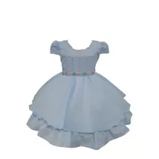 Vestido Infantil Da Cinderela Azul+tiara+luvas+bico De Festa